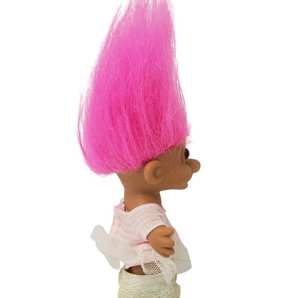VTG Russ Troll My Lucky Ice Skater Doll Pink Hair Ice Skating Outfit 5" 90's - Picture 4 of 4